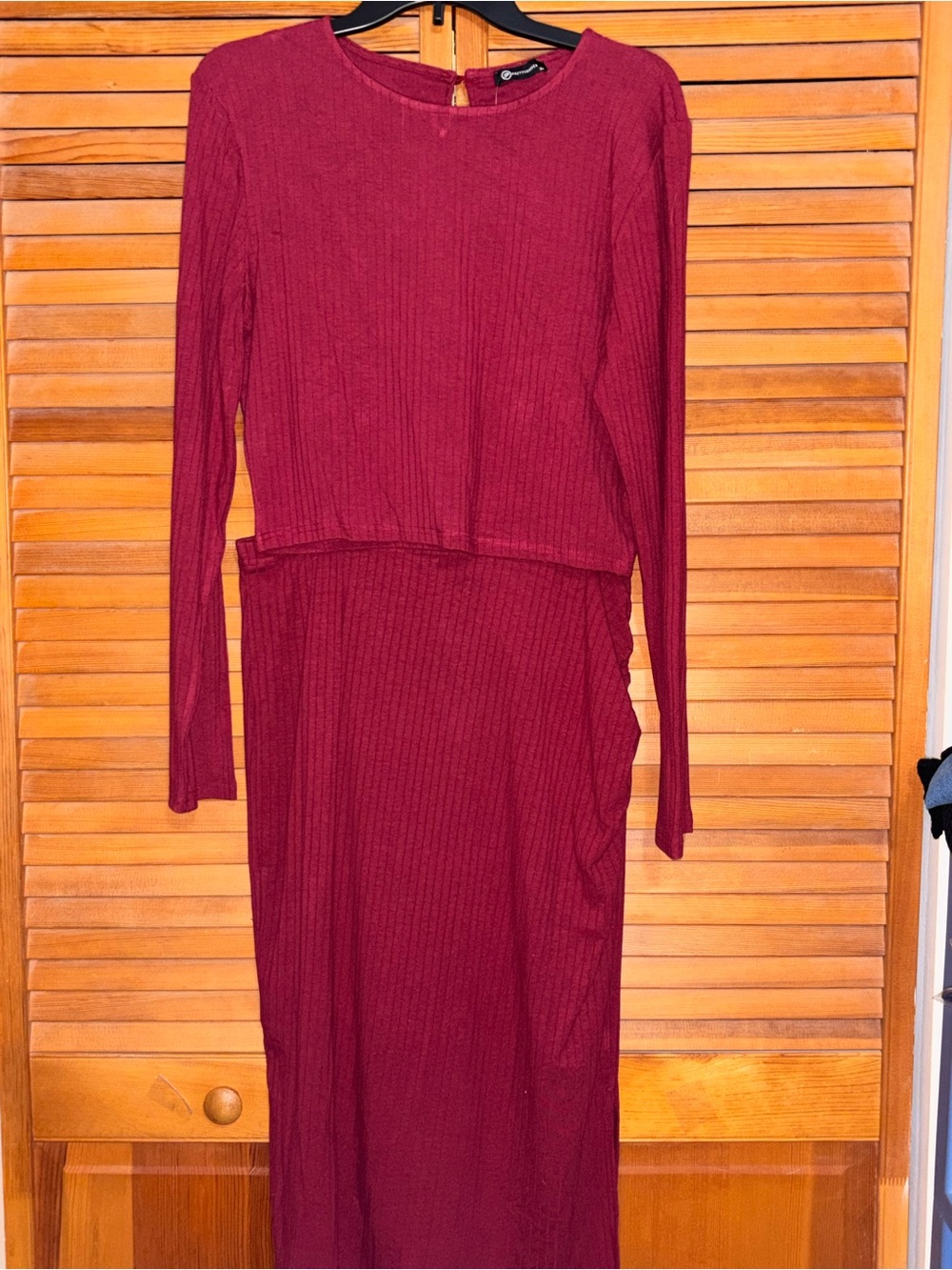 brand PRETTYGARDEN two-piece mock ribbed knit bodycon midi dress